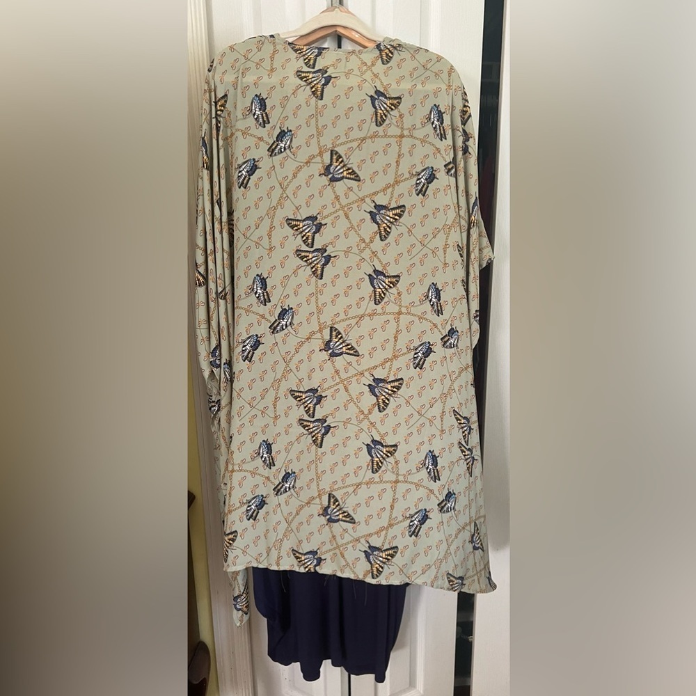 Navy Dress with Kimono size Large - Picture 2 of 3